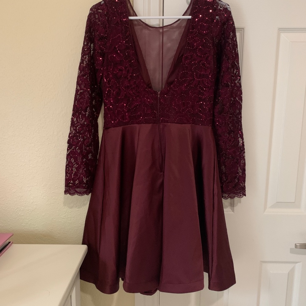 Lacy burgundy cutout dress